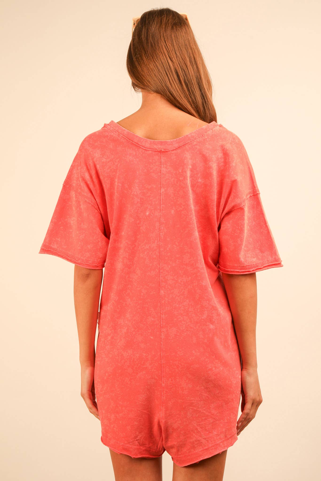 Mineral Washed Oversized Casual Knit Romper