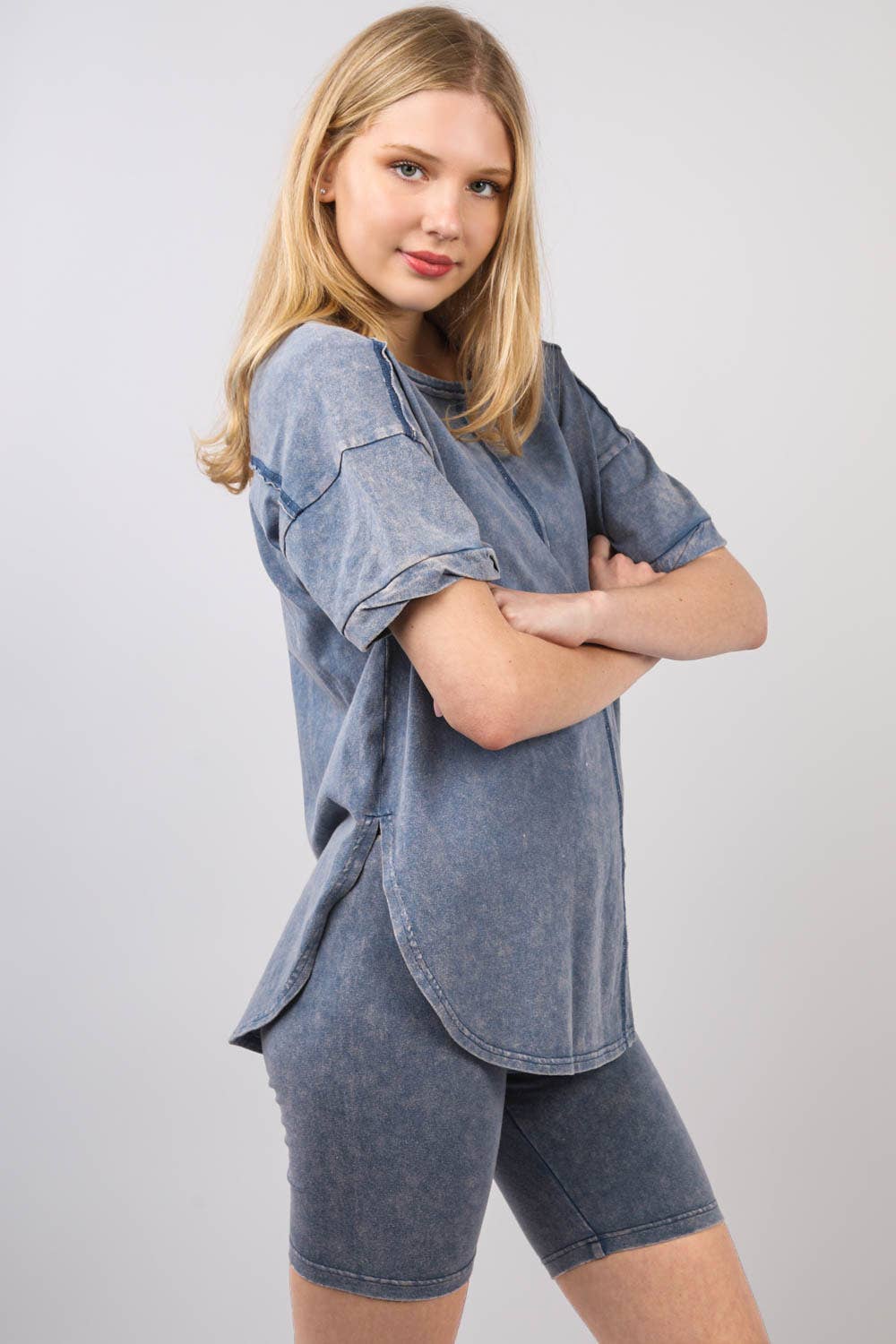 Stretchy Knit Activewear Top & Shorts