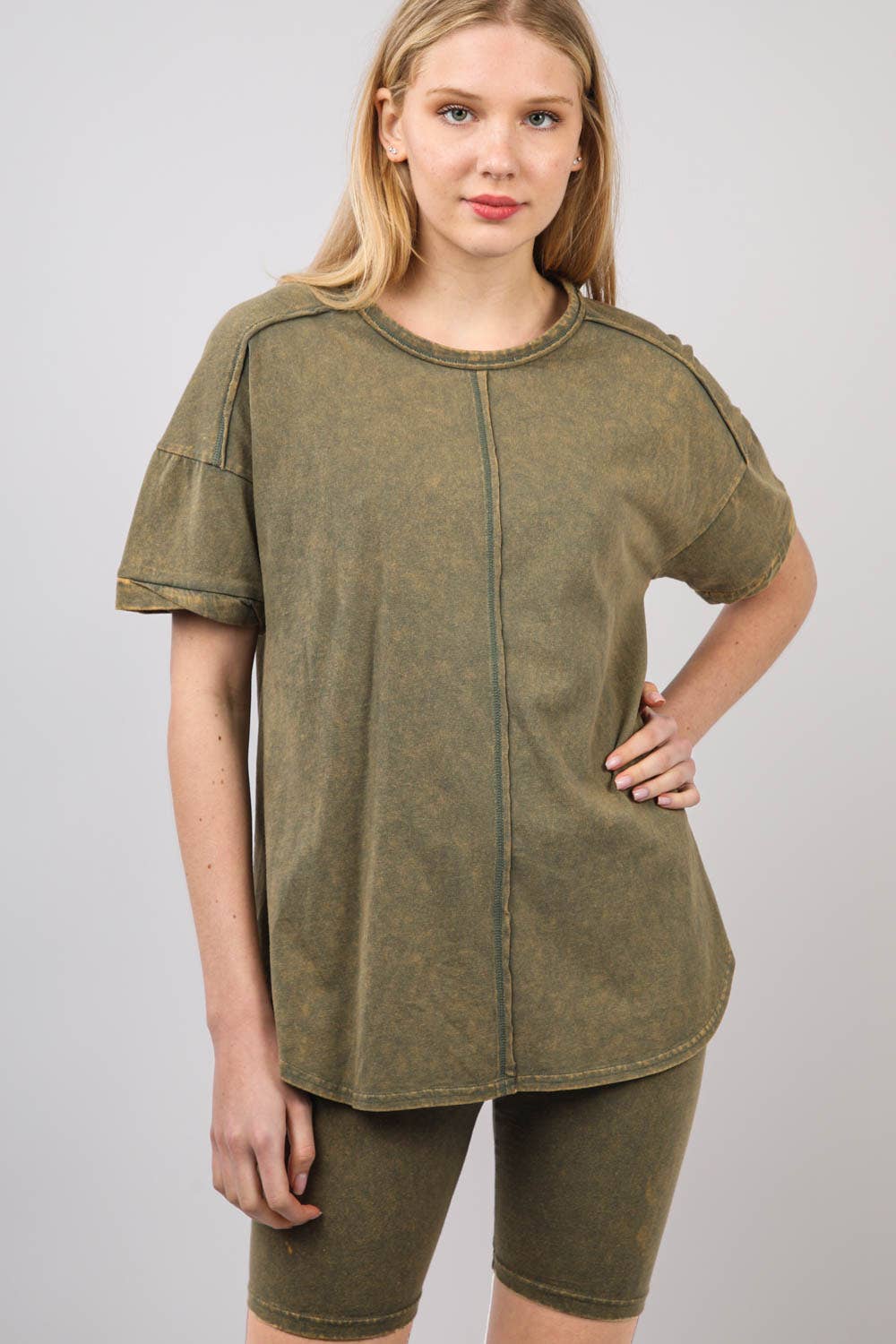 Stretchy Knit Activewear Top & Shorts