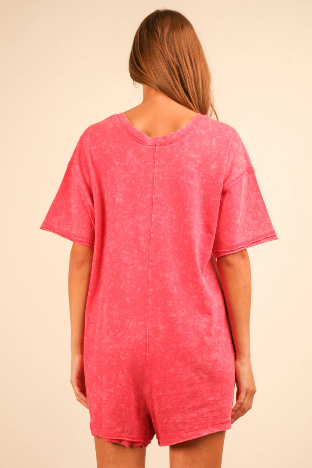 Mineral Washed Oversized Casual Knit Romper