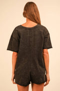 Mineral Washed Oversized Casual Knit Romper